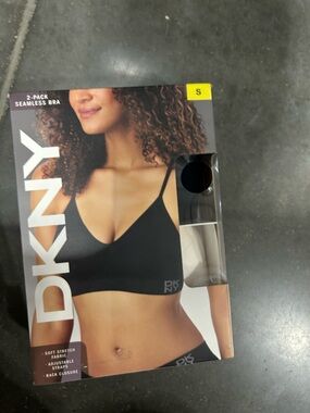 DKNY Women's 2-Pack Seamless Bra, Black / Sand, new